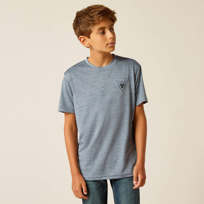 YOUTH CHARGER ARIAT SPIRITED TEE- LIGHT GREY HEATHER