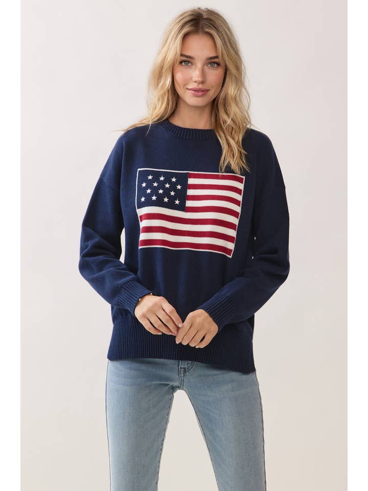 AMERICAN FLAG KNIT PULLOVER SWEATER