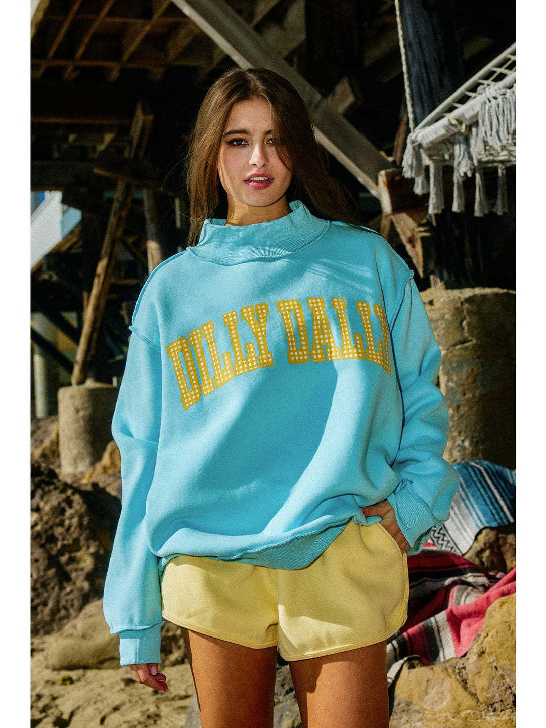 DILLY DALLY REVERSIBLE MOCKNECK SWEATSHIRT