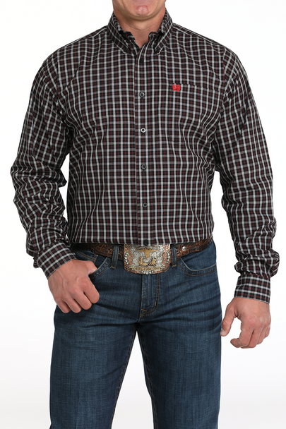 MEN'S BLACK PLAID WESTERN SHIRT