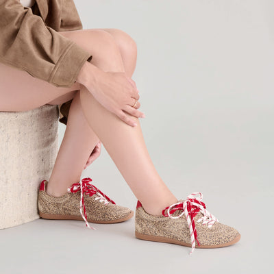 LAINI SNEAKER TAN LEOPARD PRINTED SUEDE