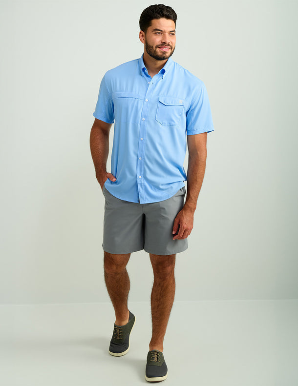 HUK TIDE POINT BUTTON-DOWN SHORT SLEEVE SHIRT