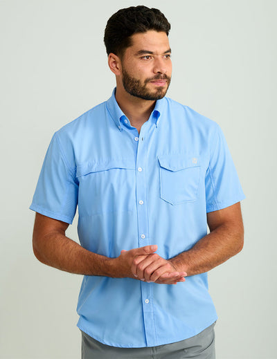 HUK TIDE POINT BUTTON-DOWN SHORT SLEEVE SHIRT