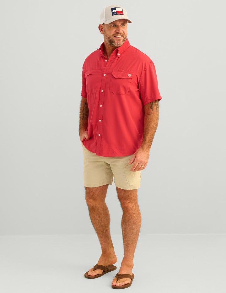 HUK TIDE POINT BUTTON-DOWN SHORT SLEEVE SHIRT