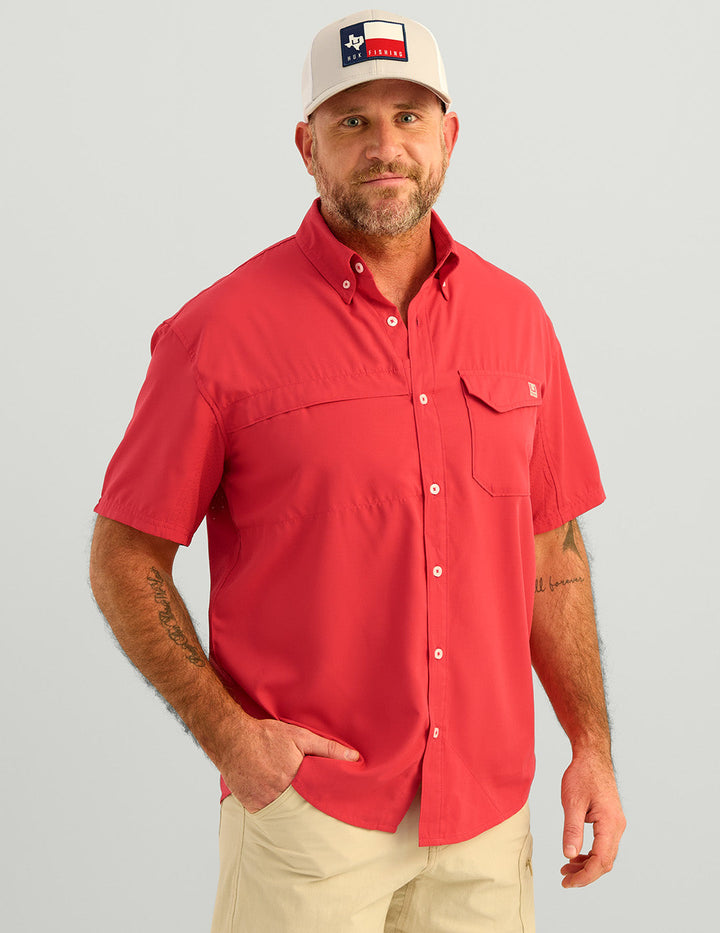 HUK TIDE POINT BUTTON-DOWN SHORT SLEEVE SHIRT