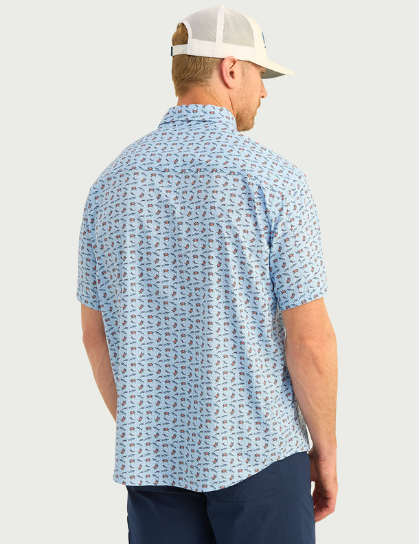 HUK TIDE POINT SHORT SLEEVE BUTTON-DOWN PRINTED