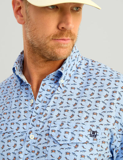 HUK TIDE POINT SHORT SLEEVE BUTTON-DOWN PRINTED