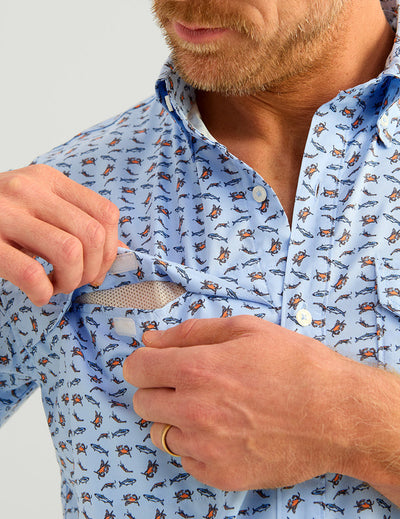 HUK TIDE POINT SHORT SLEEVE BUTTON-DOWN PRINTED