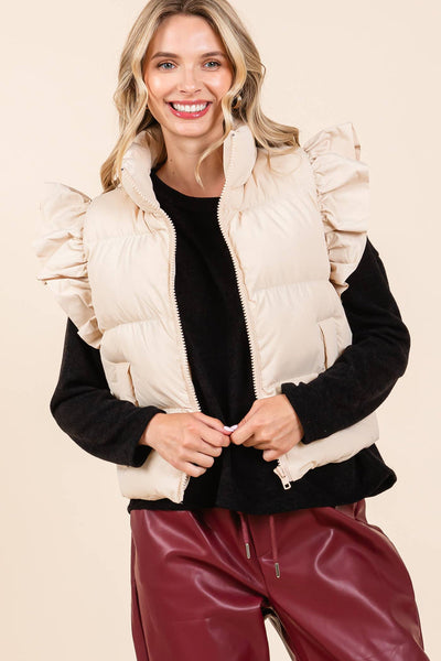 RUFFLE PUFFER VEST