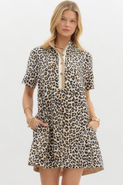 LEOPARD PRINT MINI DRESS