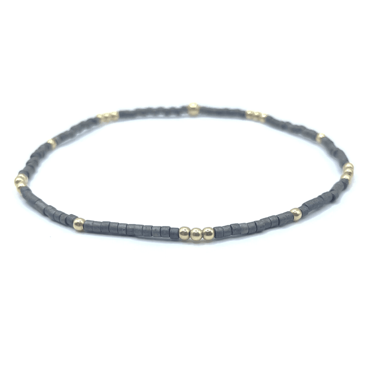 2mm NEWPORT GRAPHITE + GOLD FILLED WATERPROOF BRACELET