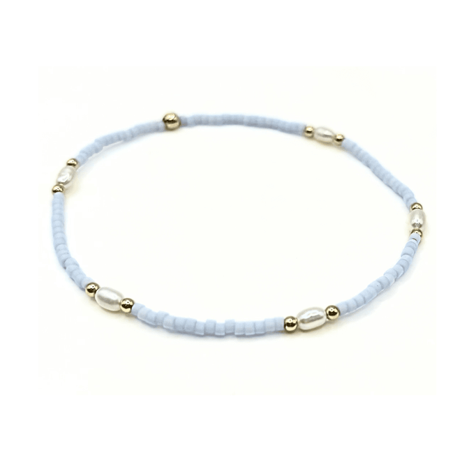 GAME DAY GOLD-FILLED & NATURAL RICE PEARLS WATERPROOF BRACELET