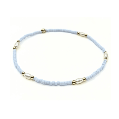 GAME DAY GOLD-FILLED & NATURAL RICE PEARLS WATERPROOF BRACELET