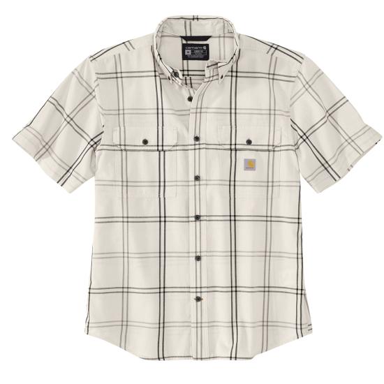 LOOSE FIT MIDWEIGHT SHORT SLEEVE PLAID SHIRT