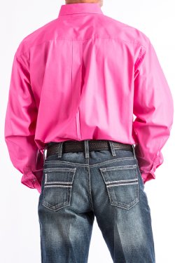 MEN'S SOLID BUTTON-DOWN WESTERN SHIRT - PINK