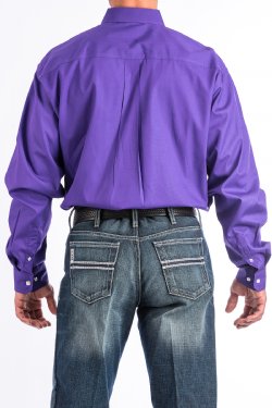 MEN'S SOLID BUTTON-DOWN WESTERN SHIRT - PURPLE
