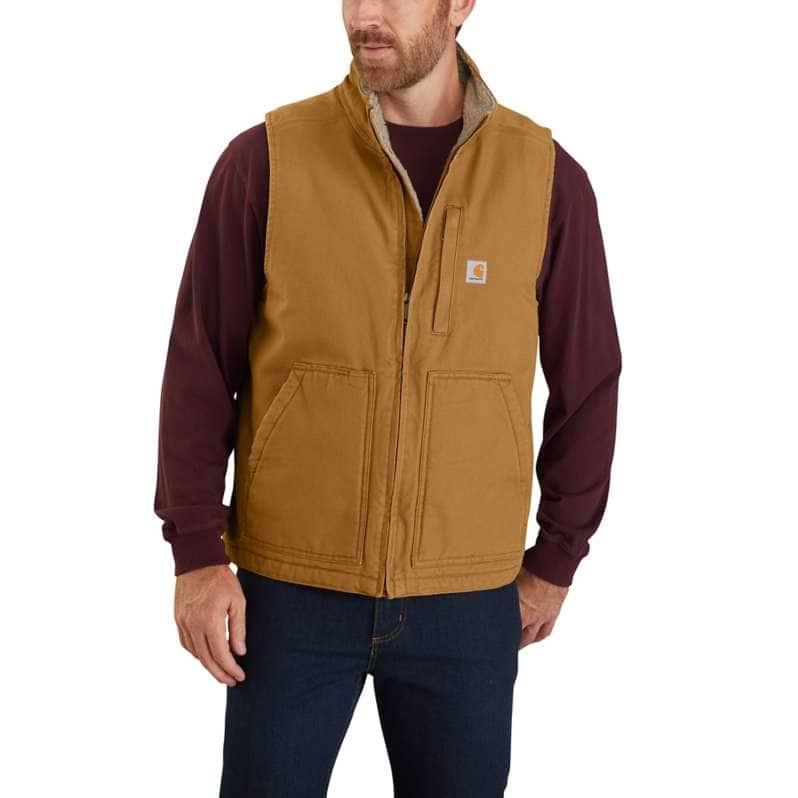 WASHED DUCK SHERPA VEST- CARHARTT BROWN