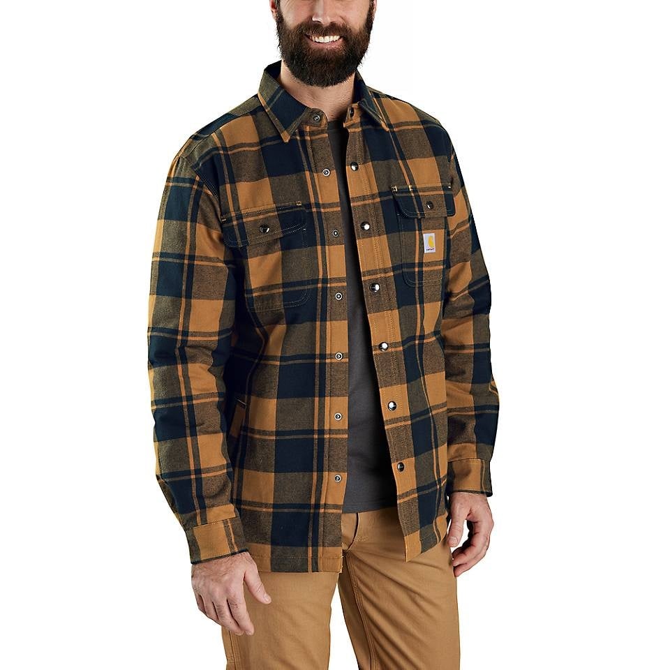 RELAXED FIT FLANNEL SHERPA-LINED SHIRT JAC - CARHARTT BROWN