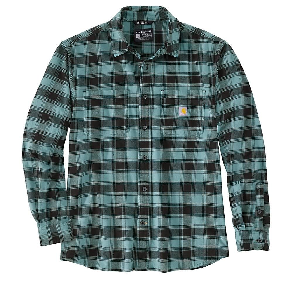 RUGGED FLEX RELAXED FIT MIDWEIGHT FLANNEL LONG-SLEEVE PLAID SHIRT